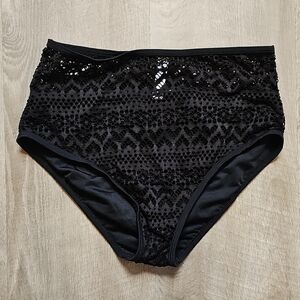 Black Lace High-Waisted Bikini Bottom